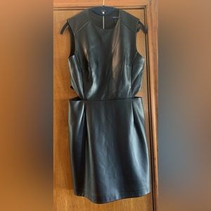 French Connection Black Faux Leather Dress Sz 4
